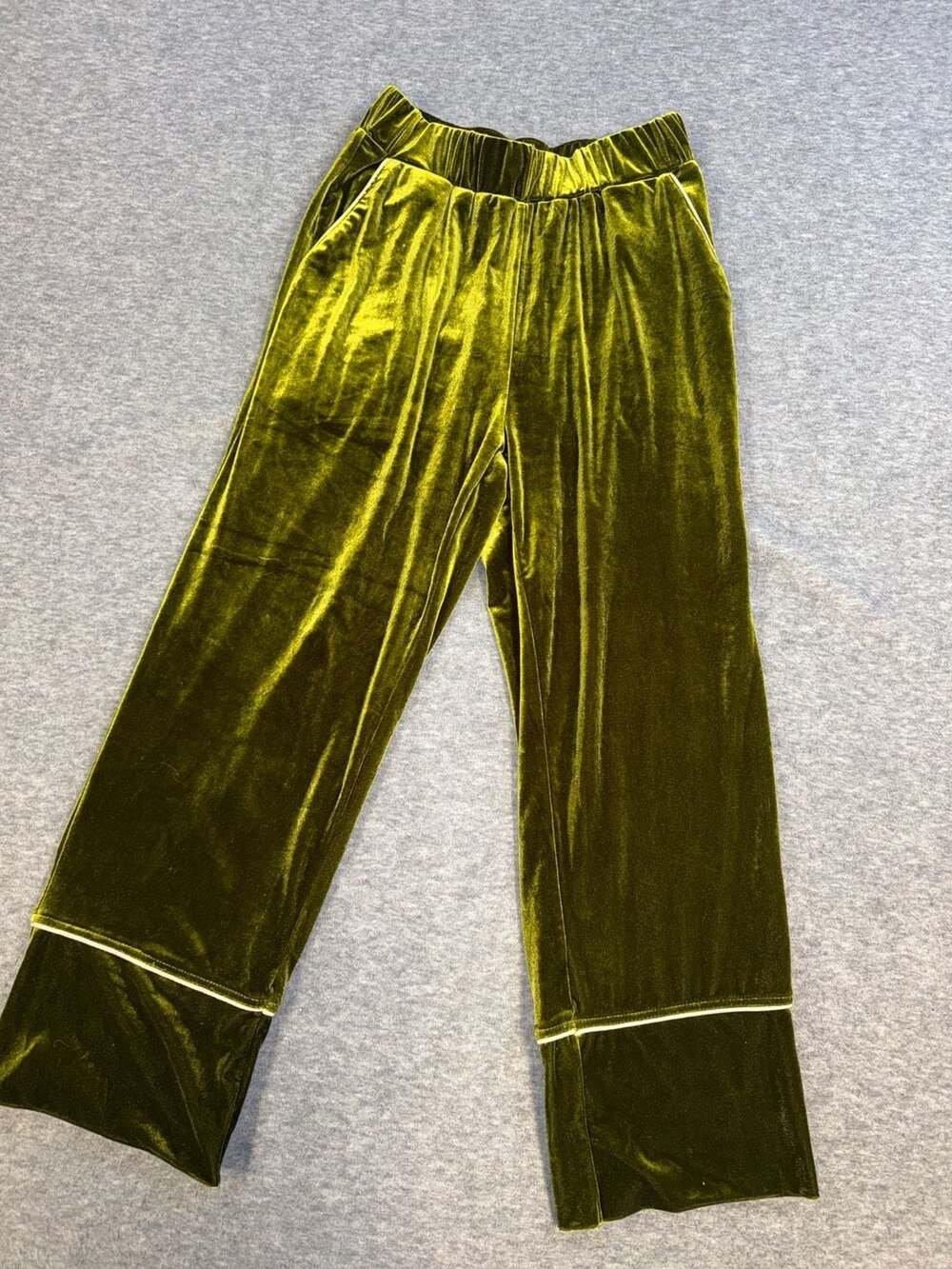 Lucy Paris Olive Green Velvet Wide Leg Pants Size XS